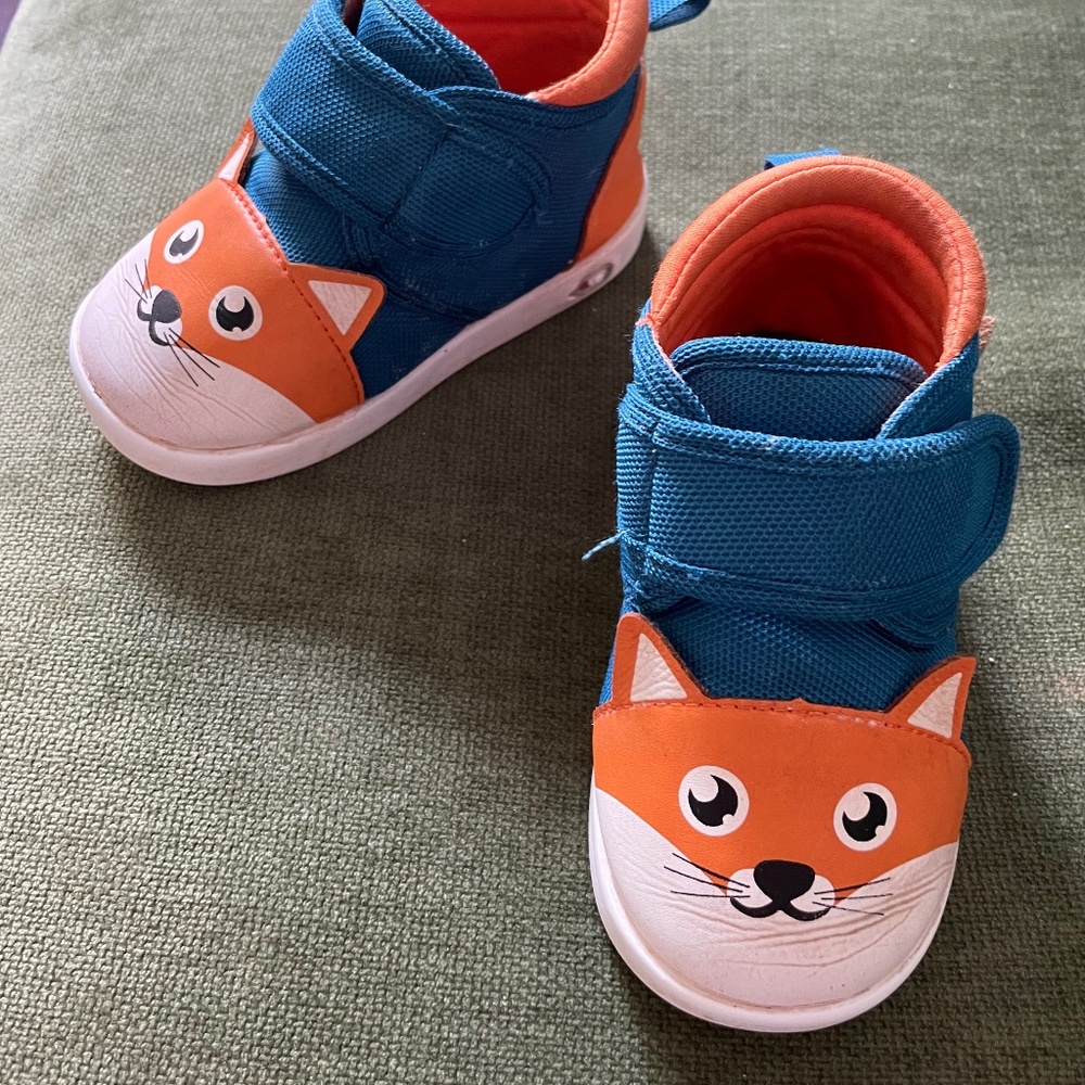 Baby/Walker Fox Face Sneakers - Blue & Orange